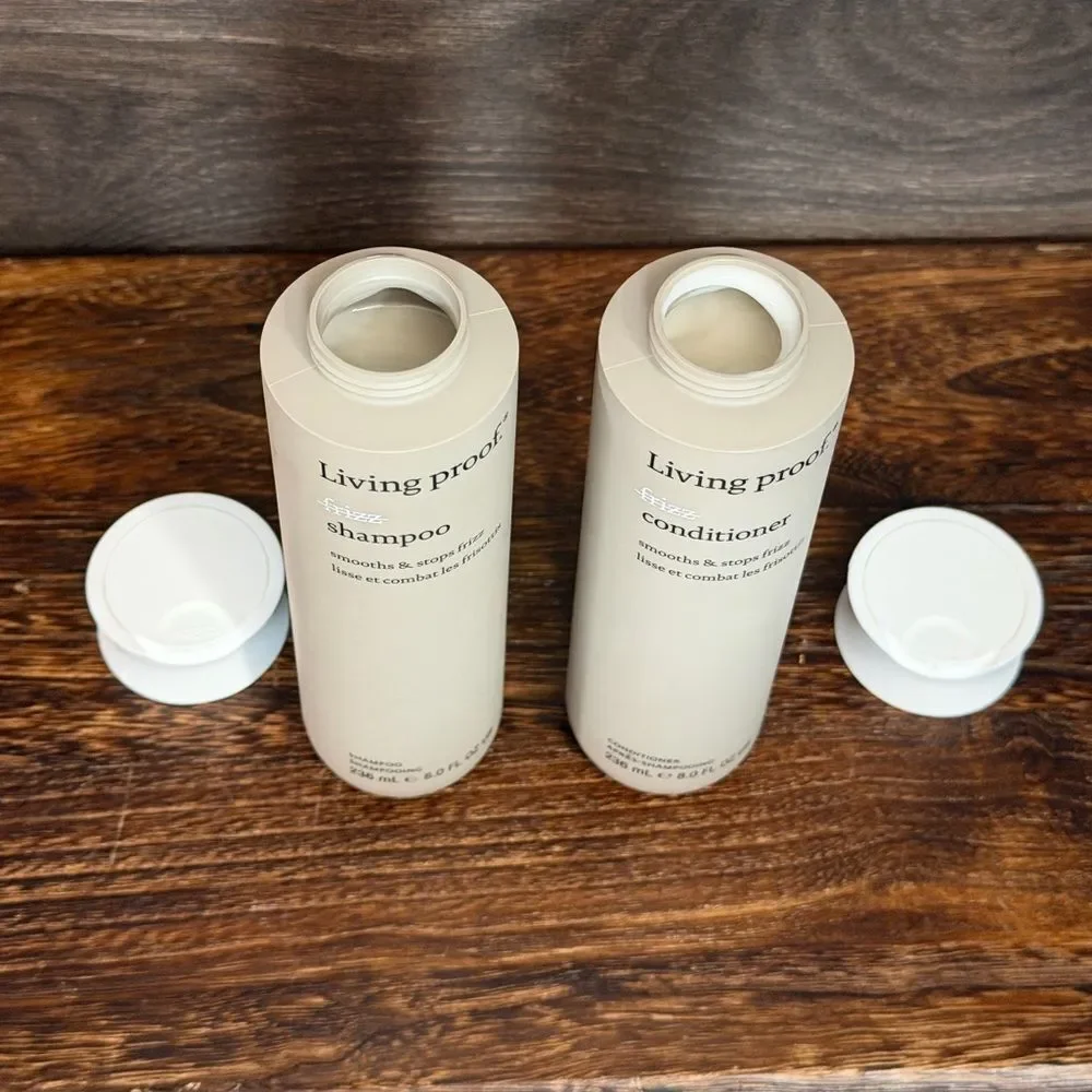 Living Proof No Frizz Shampoo Conditioner Smooth Spray Bundle + Mini, New.